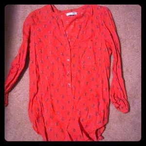 Coral floral tunic top